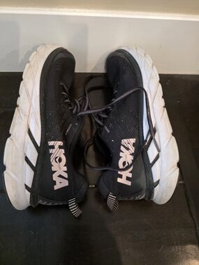 Hoka Women's Black and White Athletic Running Shoes